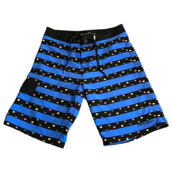 Maui and Sons Blue Geometric Swim Board Shorts Size 32 - Picture 3 of 16